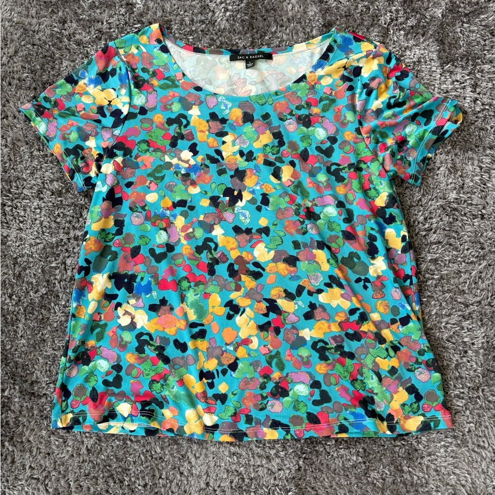 Colorful Short Sleeve Top Size Women's Large Zac & Rachel